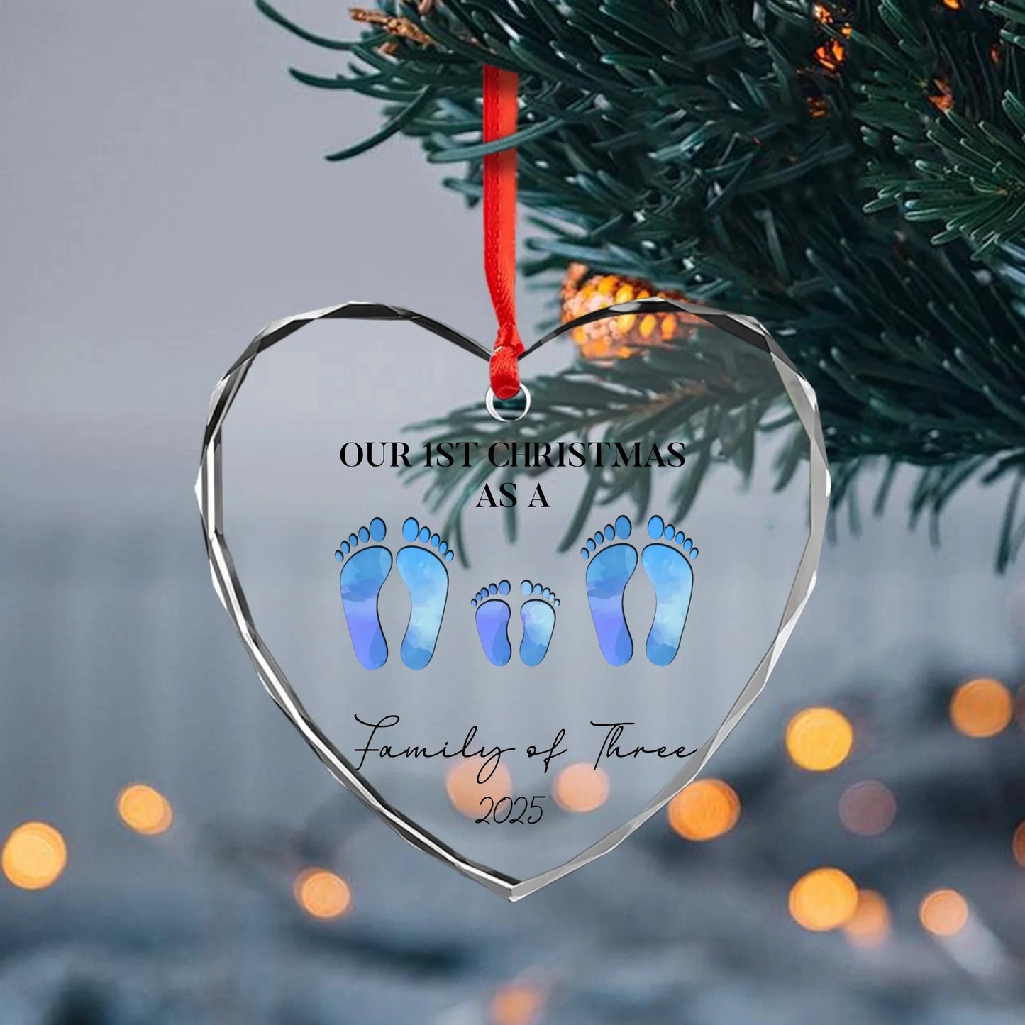 First Christmas As A Family Of Four Footprint | Ornament