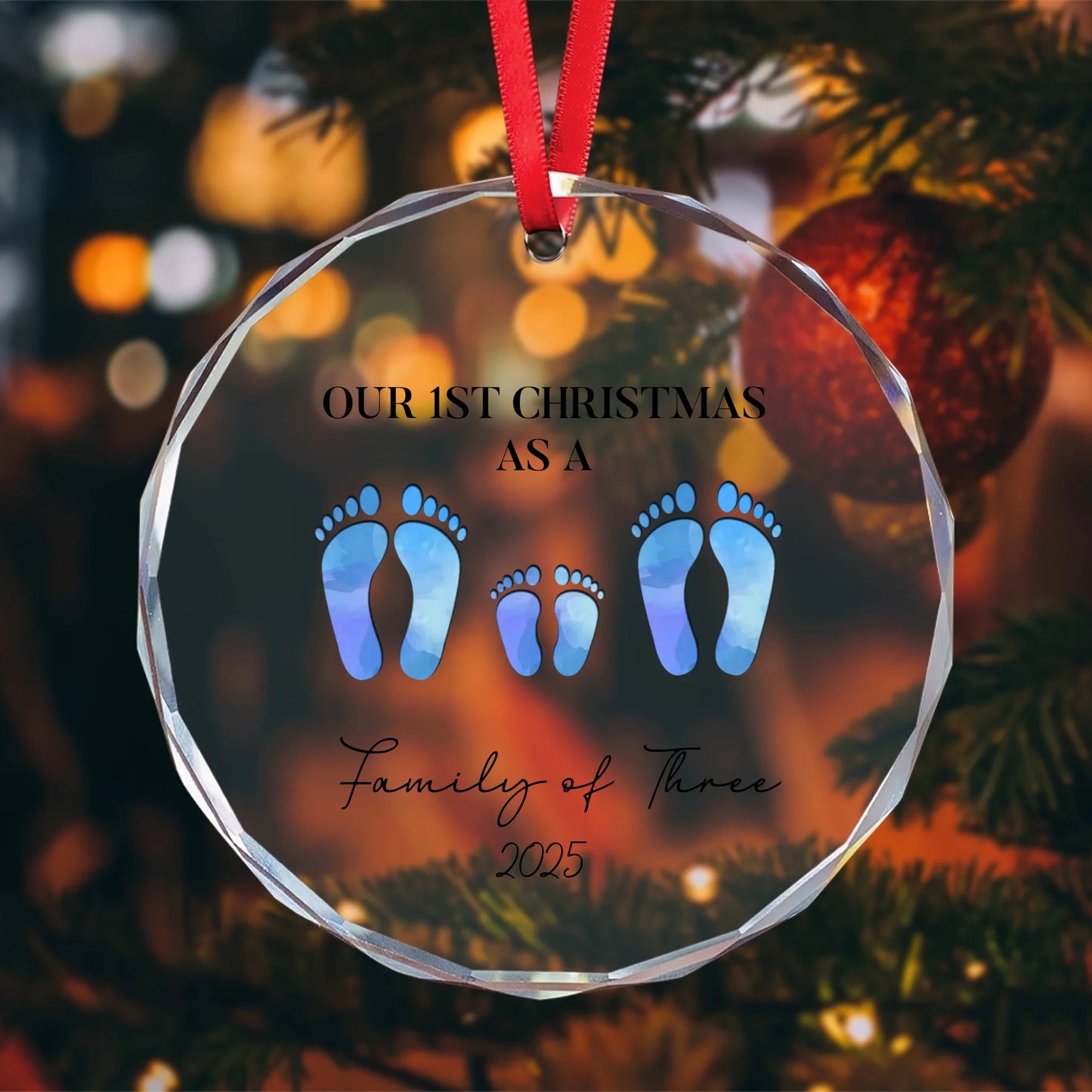 First Christmas As A Family Of Four Footprint | Ornament