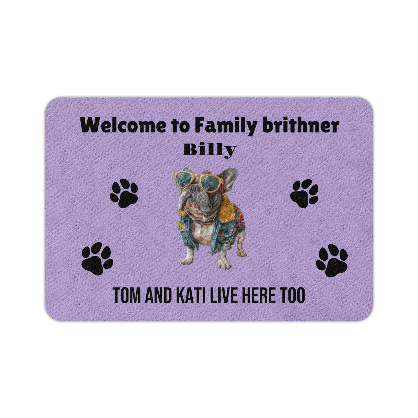 Personalized French Bulldog Doormat – Custom Name & Text