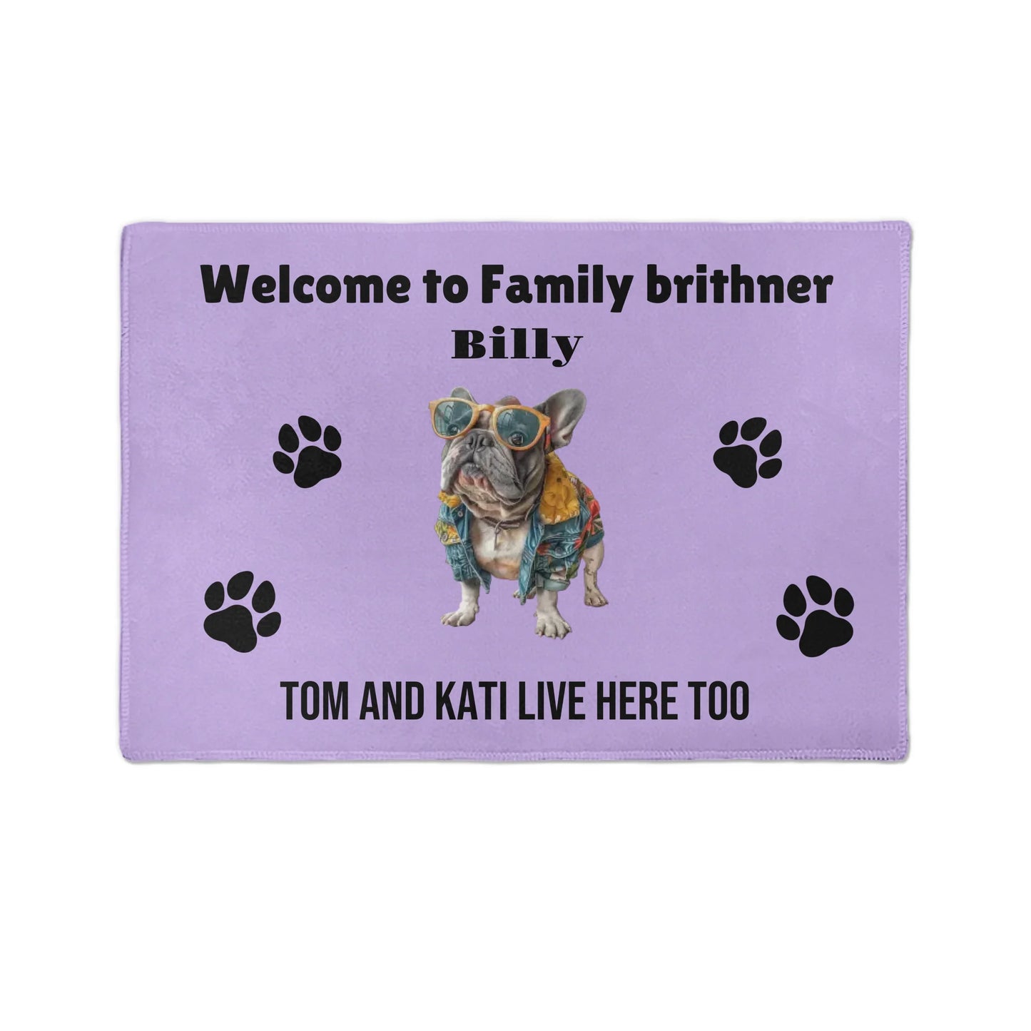 Personalized French Bulldog Doormat – Custom Name & Text