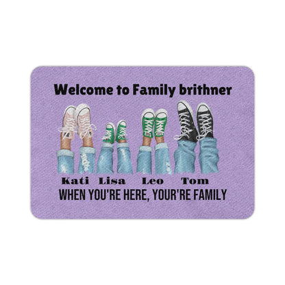 Personalized Family Doormat – Custom Names & Sneakers