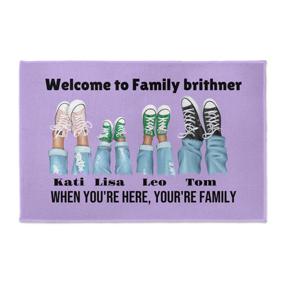 Personalized Family Doormat – Custom Names & Sneakers