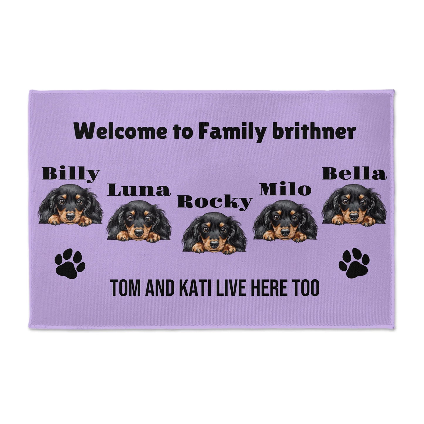 Personalized Dog Doormat – Choose 1 to 5 Dogs from 220+ Breeds & Add Custom Text