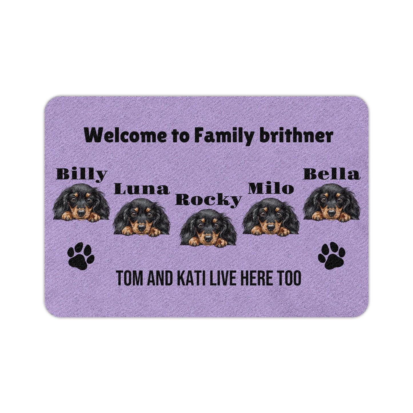 Personalized Dog Doormat – Choose 1 to 5 Dogs from 220+ Breeds & Add Custom Text
