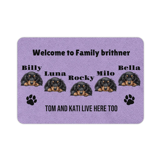 Personalized Dog Doormat – Choose 1 to 5 Dogs from 220+ Breeds & Add Custom Text