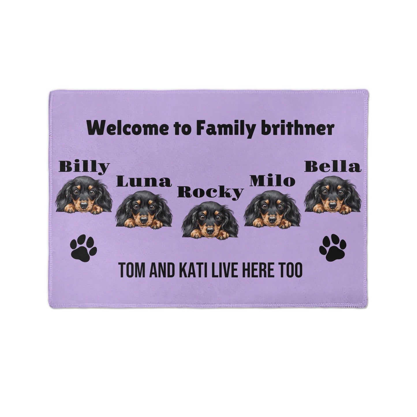 Personalized Dog Doormat – Choose 1 to 5 Dogs from 220+ Breeds & Add Custom Text